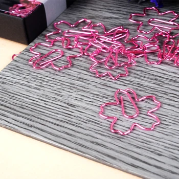 12pcs/box pink cherry blossom formos popieriaus sąvaržėlės paperclips žymos aukso įrašą memo įrašą formos popieriaus sąvaržėlės Mokyklos raštinės reikmenys