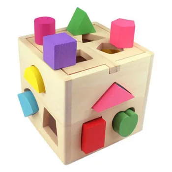 13 Skyles Žvalgybos Dėžutė Medinė Formos Rūšiavimo Kūdikių Pažinimo Ir Suderintu Statybos Blokus Vaikai Vaikai Anksti Eductional Žaislai