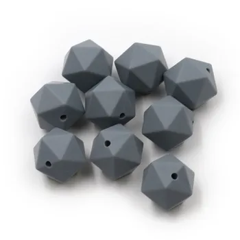 17mm Icosahedron silikono granulių Pilka Maisto kokybės silikono Kramtyti karoliukai Kūdikių Teethers KŪDIKIŲ Priežiūros Papuošalai, Žaislai