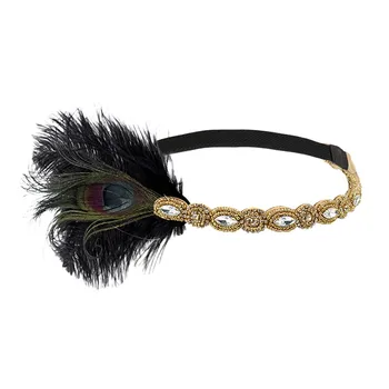 1920 m. Vinjetė Plunksnų Flapper Lankelis Great Gatsby Šukuosena Derliaus plaukų clips Prom šukuosena accesorios para el kabeljas