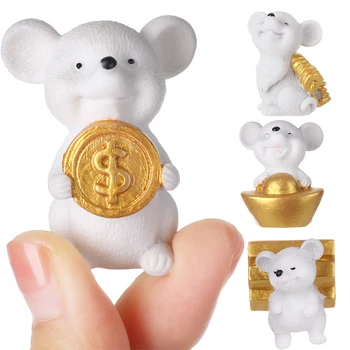 1pc Dervos Aukso Gyvūnų Modelio Pinigų Pelės Miniatiūrinės Statulėlės Pelių Animacinių filmų Bonsai Namų Dekoro Micro Kraštovaizdžio Papuošalai