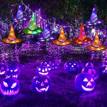 1pc Helovinas Apdailos Ragana Skrybėlės LED Žibintai Bžūp Helovinas Kostiumas Prop Lauko Medžio Kabo Ornamentu cosplay Švyti Šaliai Dekoro