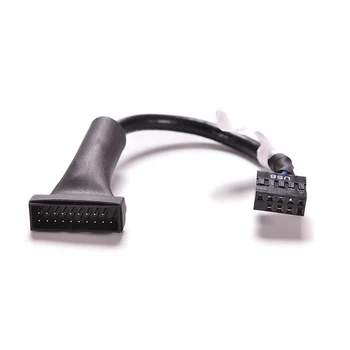 1PC USB 2.0 9Pin Plokštė Moteris USB 3.0 20Pin Būsto Vyrų Adapterio Kabelis Juoda 12cm 480Mbps USB3.0 Duomenų Kabelis