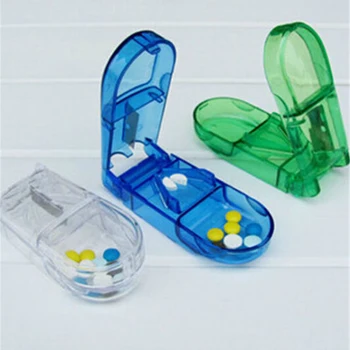 1PCS Mini Naudinga Nešiojamų Saugojimo Dėžutė Tablet Cutter Splitter Tabletes Atveju Medicina Tabletes Turėtojas 3Colors