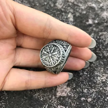 2018 bižuterijos Šiaurės Pagonių Vairą Baimės Aegishjalmur Rune Viking Žiedas Anillos Nordicos Nerūdijančio Plieno Žiedai, Moterims, Vyrams