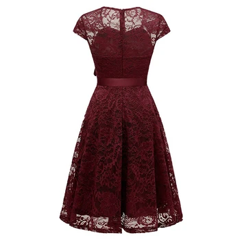 2019 Nėrinių Suknelė Vintage kilimo ir tūpimo Tako suknelė Vasaros vestido Lankas, diržas O-Kaklo Šalies Cami Suknelės, Elegantiškos Suknelės