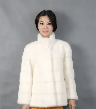 2019 žiemą moteris su mados apykaklės, trumpas baltos spalvos natūralių audinės kailiniai