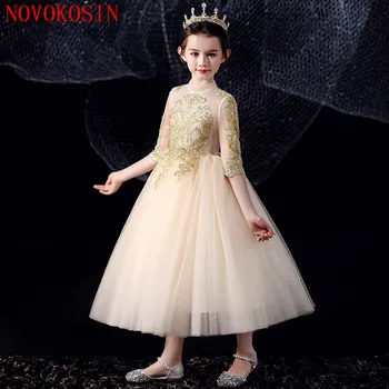 2020 M. Vaikų Suknelė Princesė Gėlių Mergaitės Suknelė Vaikas Ilgomis Rankovėmis Mergaitę Priimančiosios Vaikščioti Rodyti Gimtadienio Fortepijono Atlikimo Medžiaga