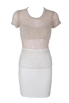 2020 Naujas Trumpas Rankovės Akių Duobute Viskozė Tvarstis Suknelė Seksualus Mados Įžymybė Bodycon Suknelė Balta Mini Suknelė Vintage Vestios