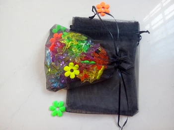 25*35cm 1000pcs Organza Bag black Raišteliu maišelį papuošalų pakavimo maišeliai arbatai/dovana/maisto/candy mažas skaidrus maišelis Siūlų krepšys