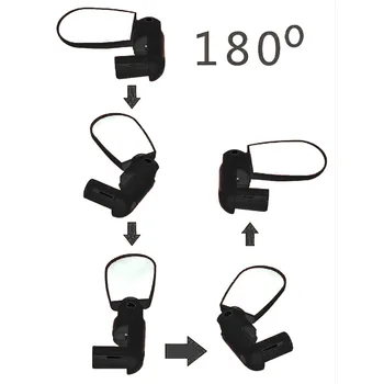 360 laipsnių pasukti Rankenos galinio vaizdo grūdintas chromeplated veidrodis Tegul Dviračių Saugos ABS medžiaga Juoda, Universalus