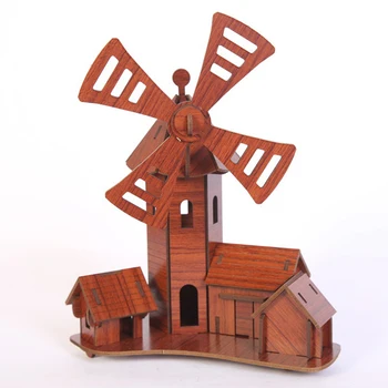 3d DIY vėjo malūnas Popieriaus Pastatų Dėlionės Švietimo Žaislai Vaikams Mokytis Švietimo Žaislai, Dėlionės Dėlionės Dovanos Vaikams
