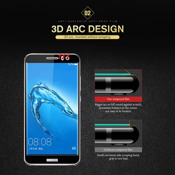 3D Grūdintas Stiklas Huawei P Smart Stiklo Y5 Lite Y3 2017 G7 G8 G9 Nova Lite 