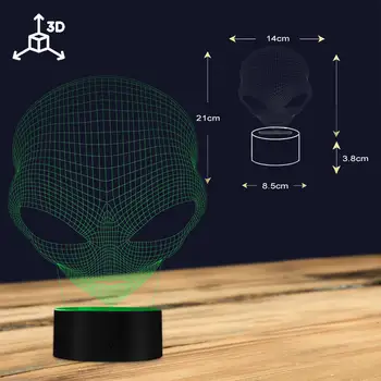 3D Pop-eyed Svetimų Surinkimo Instinktas LED Optinė Iliuzija Naujovė Naktį Šviesos Spalva Keičiasi LED Šviesos Animacinių filmų Naktį Žibintai