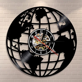 3D Žemės Sieninis Laikrodis Pasaulyje Žemėlapį, Namų Dekoro Vinilo Įrašas Sieninis Laikrodis Pasaulio Žemėlapyje Interjeras Modernus Laikrodis Housewarming Dovana