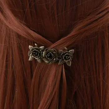 3Pcs Antikvariniai Bronzos Moterų Rožių Gėlių Plaukų Clips plaukų segtukai Retro Vintage Metalo prancūzijos Žiburių Moterų Plaukų Aksesuarai