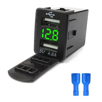 4.8 Dvigubas USB Automobilinis Įkroviklis, Cigarečių Degiklio Lizdo Maitinimo Adapteris Su LED Voltmeter Stebėti, ar 
