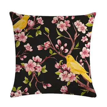 45cm*45cm Kinų stiliaus paukščių ir gėlių dizaino lino/medvilnės mesti pagalvių užvalkalus sofos pagalvėlė padengti namų dekoratyvinės pagalvės