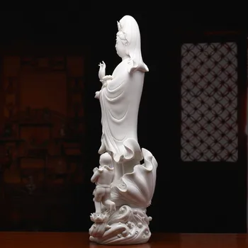 49 Cm Keramikos Puošia Budos Statula Dehua Guanshi Garso-vaizdo Aukso Bodhisatvos Lilian Namų Dekoro Priedai