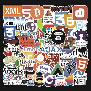 50Pcs Programavimo Lipdukai Java, JS, Php Docker Bitcoin Html Debesis Kalba APP Logotipą, Juokingi Lipdukai, Nešiojamas Automobilis 