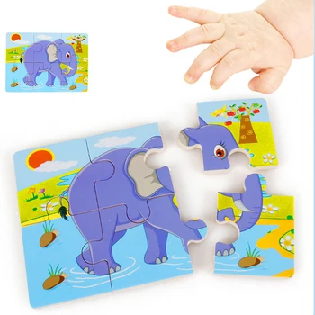 6 Mažas Gabalas Vaikai 3D Žaislas Medinės Dėlionės Mediniai Dėlionės Dėlionės Vaikams, Kūdikių Animacinių filmų Gyvūnų Galvosūkiai Švietimo Žaislai