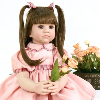 60cm Silikono Reborn Baby Lėlės, Žaislai, Pavyzdžiui, Nekilnojamojo 24inch Vinilo Princesė Bamblys Kūdikių Lėlės Vaikams Gimtadienio Dovana Žaisti Namuose DOLLMAI
