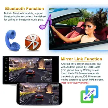 7 Colių Bluetooth 2 DIN, QUAD-core Android 8.1 Capacitive Touch Screen Automobilinis MP5 Grotuvas GPS Support, AM/FM/ Veidrodis nuorodą TOYOTA
