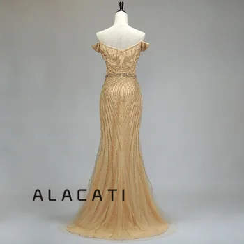 ALacati aukso vakarinę suknelę moteris 2019 naujas slidinėti kilnus renginys pokylių šeimininko rankų darbo zawalcowany prabanga prom vakarinę suknelę