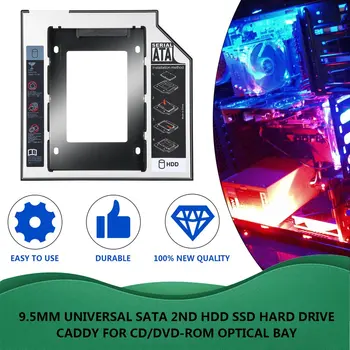Aliuminio 2 Antra hdd Caddy 9.5 mm SATA 3.0 Kietojo Disko Dėžutė Talpyklos DVD Adapteris 2.5 2TB SSD Laptopo CD-ROM