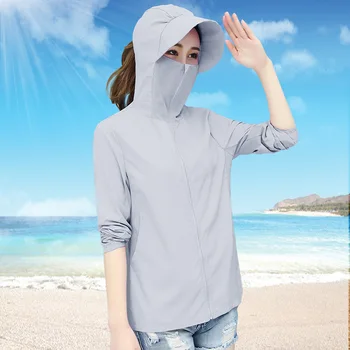 Anti-UV Užtrauktukas Paltai Moterims Saulės Palaidos Rankovės Kvėpuojantis Priežastinis Striukės Dropshipping