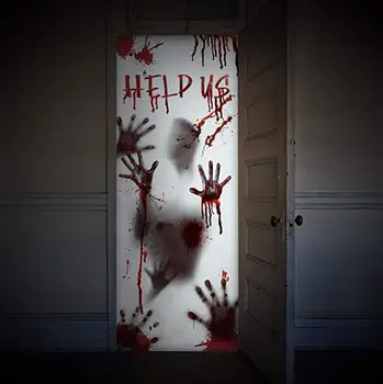 Atostogų lipdukai Helovinas lango durų apima pagrindinį kambarį, apdailos, baisu kruvinų rankų antspaudų