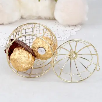 Aukso Europos Romantiška Kaustytomis Geležies Birdcage Saldainių Dėžutė Alavo Langelį Vestuves Naudai Lauke LX8570
