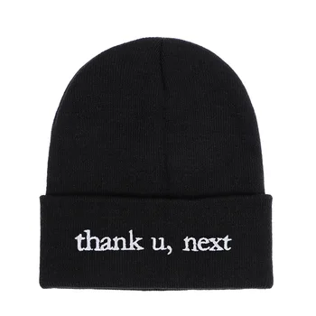 Ačiū U,Šalia Raidės Siuvinėjimas Kepuraitė Moterims Žmogus Ariana Grande siuvinėjimo Megzta kepurė Šilta Žiemos Unisex Lauko Skrybėlės