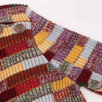BabYoung Rudens Žiemos Naujas Moterų Megztinis ilgomis Rankovėmis Geometrinis Apvalios Kaklo Plonas Vilnos Megzti Viršų