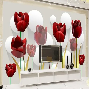 Beibehang Abstrakčiai raudona tulpė 3D stereo fono sienos kambarį miegamojo tapetai meno tema freskomis tapetai, sienų ir 3 d