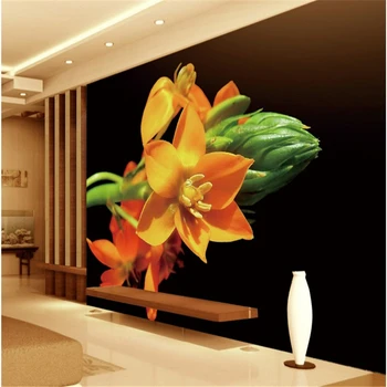 Beibehang Didelis Custom Tapetai Black Grindų Gėlių Kambarį, Miegamąjį, TV Foną, vandeniui ekrano užsklanda vonios kambarys