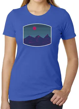 Blue Mountain Saulėlydžio T-Marškinėliai Moterims Lauko Marškinėliai Nauja siunta Harajuku Tee Vasaros 2020 Kvėpuojantis Medvilnės, trumpomis Rankovėmis Marškinėlius