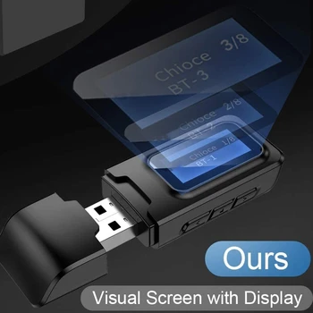 Bluetooth 5.0 o Imtuvas Siųstuvas LCD Ekranas 3.5 mm AUX-Jack Stereo USB Bevielis Adapteris, Automobilių PC TV Ausines