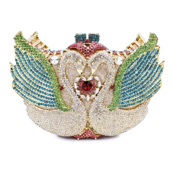 Deimantų Kristalų Swan Mini Vakare Šalies Krepšys Moterims Dieną Sankabos Ponios Grandinės Šviežių Sankabos Piniginės ir Rankinės (88141A-G2)