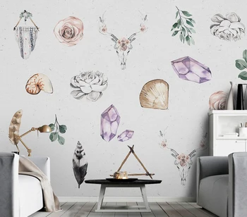 Dekoratyvinės tapetų Rankomis tapybos, akvarelės plunksnų lapų fone sienos