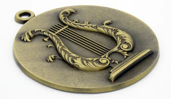 Didelis Metalo Muzikos Medalį - Aukso - 6,4 cm - su Kaklo Juostelės dydis 2,2 cm x 80 cm - Pasirinkimas iš Spalvų Juostelės.