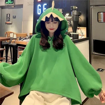 Dinozaurų Palaidinukė Moterų Hoodies 2021 Prarasti Korėjos Skulptūra Draugės Rudens Žiemos Seserys Apranga Plius Vilnos Gobtuvu Striukė