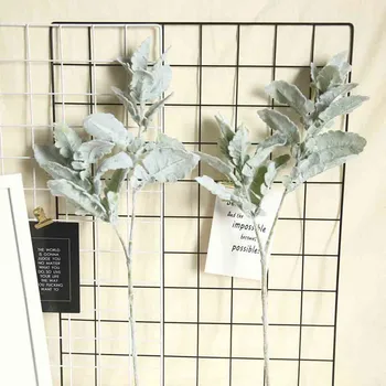 Dirbtinių Lapų Namų Puošybai Netikrą žalių Augalų veislių Ėriukų Ausies Lapų Purškimo Žalumos, Modeliavimo, Flocking sidabro lapų chrysanthemum