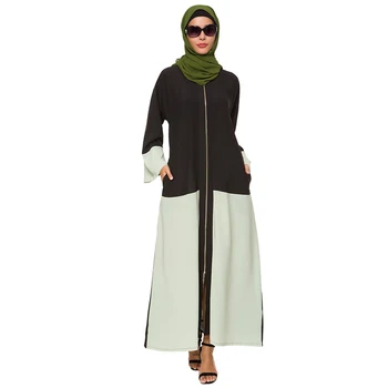 Elegantiškas Musulmonų Abaja Maxi Suknelė Zpper Susiuvimo Megztinis Ilgas Chalatas, Chalatai Kimono Jubah Eid Ramadanas Eid Kaftan Islamo Apranga
