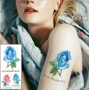 FT06 Ranka piešti stiliumi Rose Laikiną Kūno Tatuiruotė, Rožinės ir Mėlynos Tatuiruotės gali būti naudojamas Rankų ,Šlaunų, arba Atgal, Kūno docor