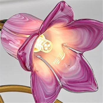 FUMAT Granatų Crystal Rose Trimitas Gėlių Europos Stiliaus Rožinės spalvos Balta Geltona Stiklo Atspalvį LED Žibintai, Šviestuvai, Lempos