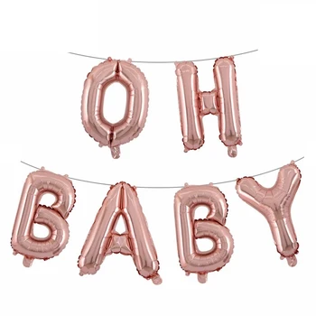 FX Vaikams Gimtadienio 16 colių rožinė Aukso, Sidabro Oh Baby Laišką Folija Balionai Reklama Kūdikių Dušas Lyčių Atskleisti Šalies Apdaila