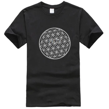 Gyvenimo gėlė Sakralinės Geometrijos T-Shirt Vyrai Spausdinami T Marškinėliai trumpomis Rankovėmis T-shirt.webp