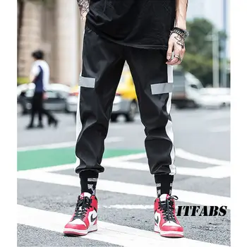 Hirigin Hip-Hop Atspindintis Kelnes Poilsiu Moterų Kelnes Ilgas Laisvas Kelnes Tracksuit Sweatpants Outwear 2018 Pieštuku Kelnės