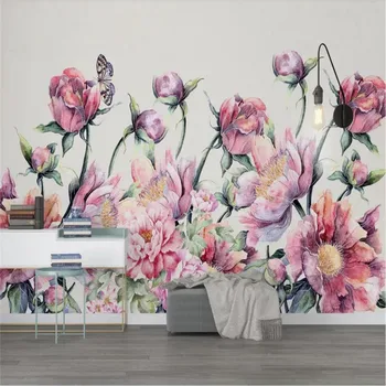 Individualizuotos fono paveikslėlį Šiaurės šalių šiuolaikinės mažų šviežių rose butterfly TV foną, sienos dekoratyvinis popierius vandeniui medžiaga